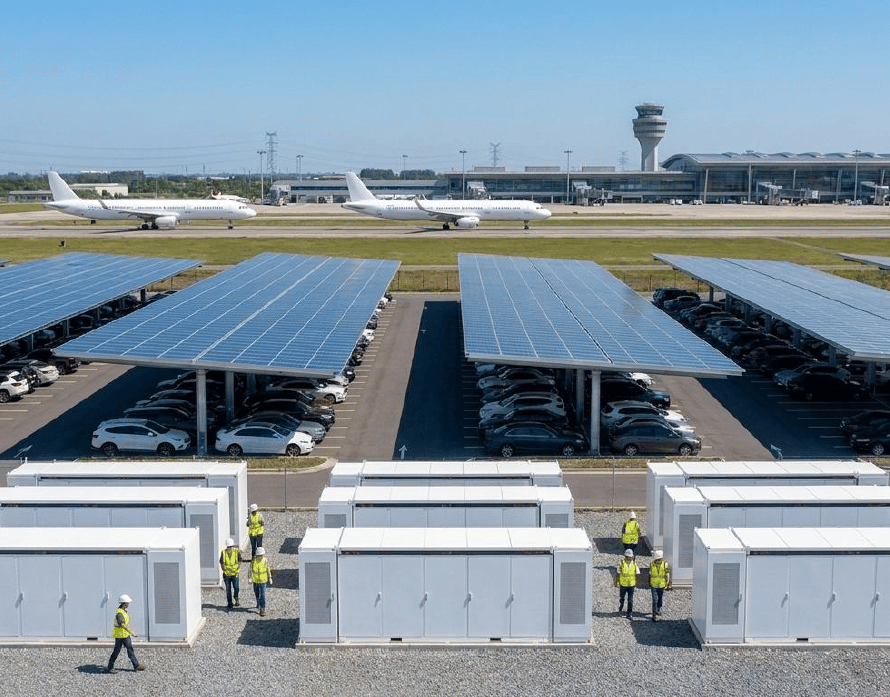 ombrieres-photovoltaiques-stockage-batteries-aeroport